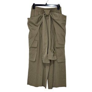 Shein Khaki Elastic Waist Cargo Pants w/ Faux Shirt Tied Around Waist Size Small